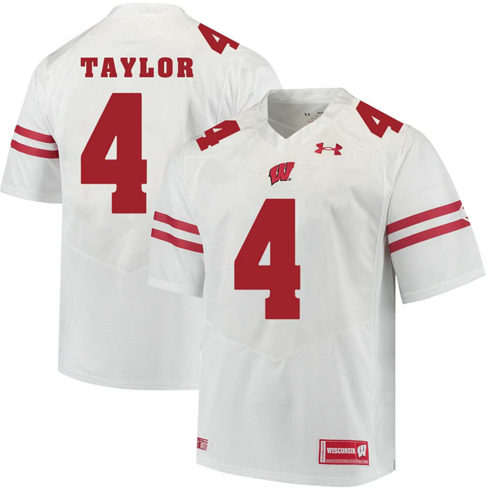 Wisconsin Badgers #4 A.J. Taylor White College Football Jersey DingZhi
